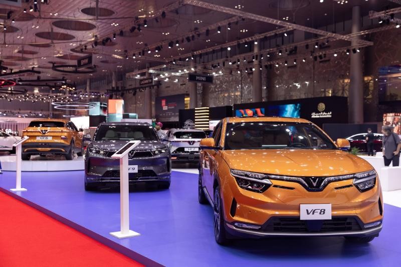 VinFast giới thiệu 4 mẫu xe điện trong triển lãm ô tô diễn ra tại Qatar
