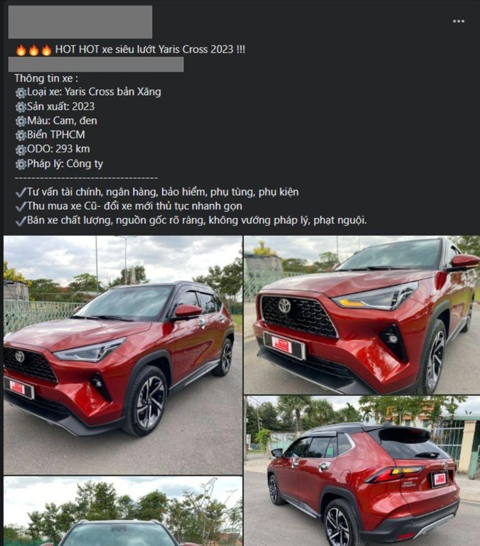 Toyota Yaris Cross 2023 mới đi 300 km bán lỗ 70 triệu so với giá lăn bánh