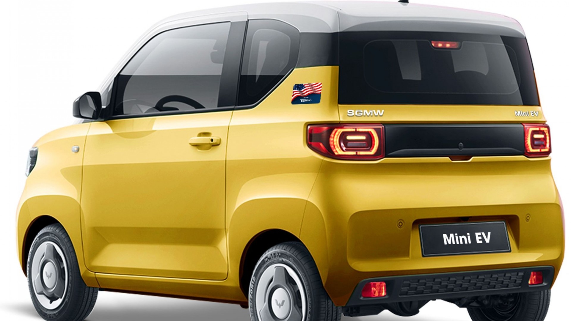 Wuling HongGuang Mini EV từ bỏ chữ Wuling trên thân xe, dán hình cờ Mỹ