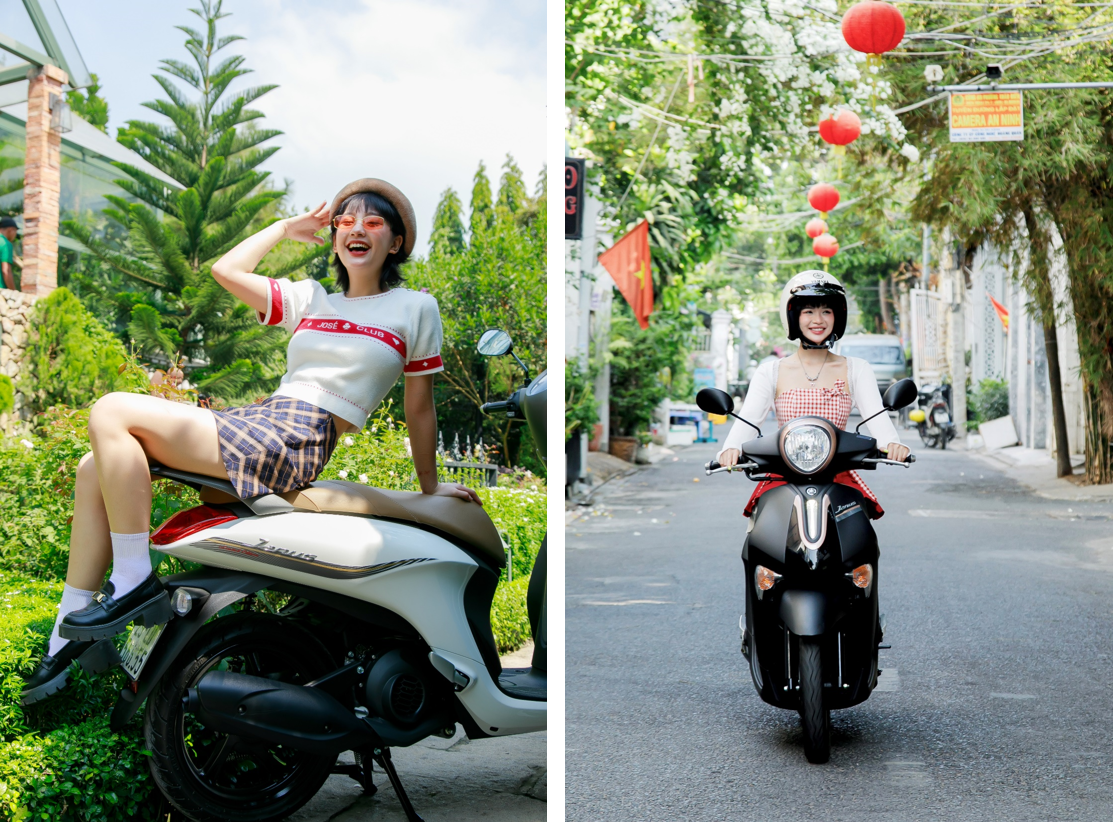 Học KOL phối đồ với giày “hack dáng” cho nàng nấm lùn nâng tầm phong cách xe tay ga Yamaha Janus