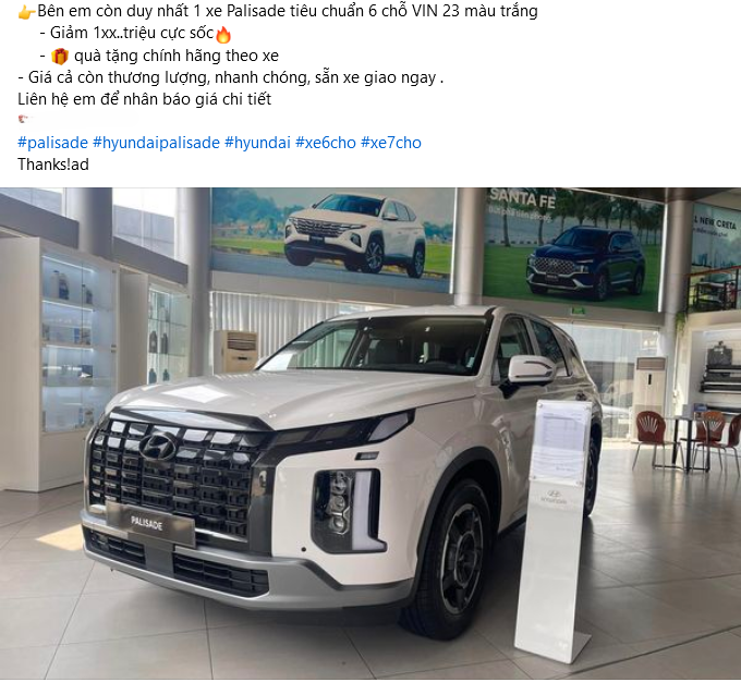 Hyundai Palisade giảm giá 120 triệu đồng với xe VIN 2023 Hyundai Palisade giảm giá 120 triệu đồng với xe VIN 2023