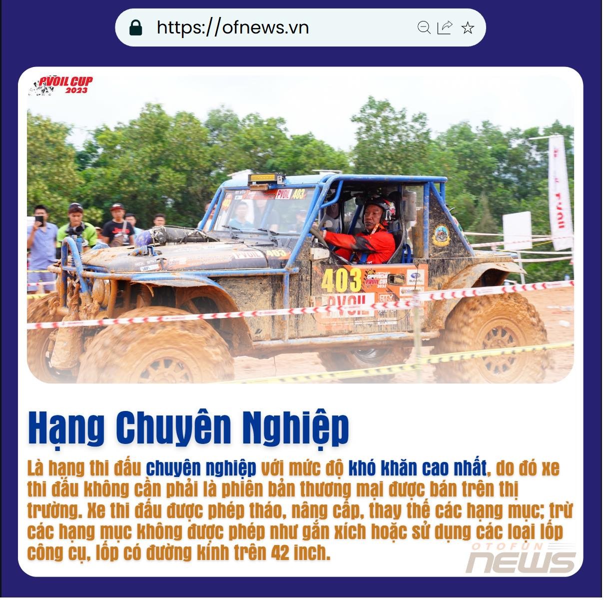 Phân hạng xe thi đấu tại PVOIL VOC 2024 Phân hạng xe thi đấu tại PVOIL VOC 2024