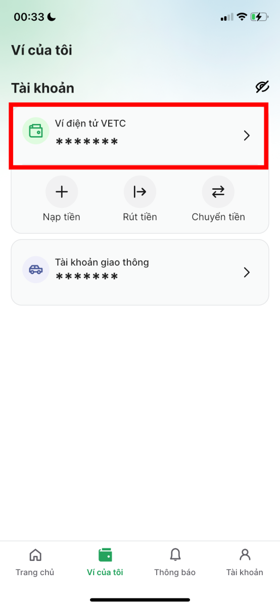 Cách rút tiền từ VETC về tài khoản ngân hàng Ví điện tử VETC
