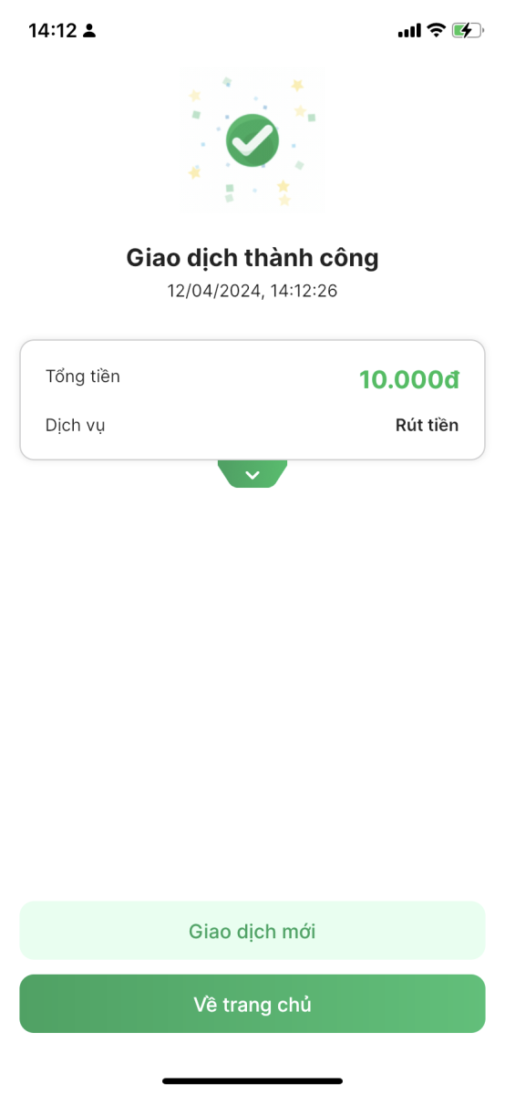 Cách rút tiền từ VETC về tài khoản ngân hàng Giao dịch thành công