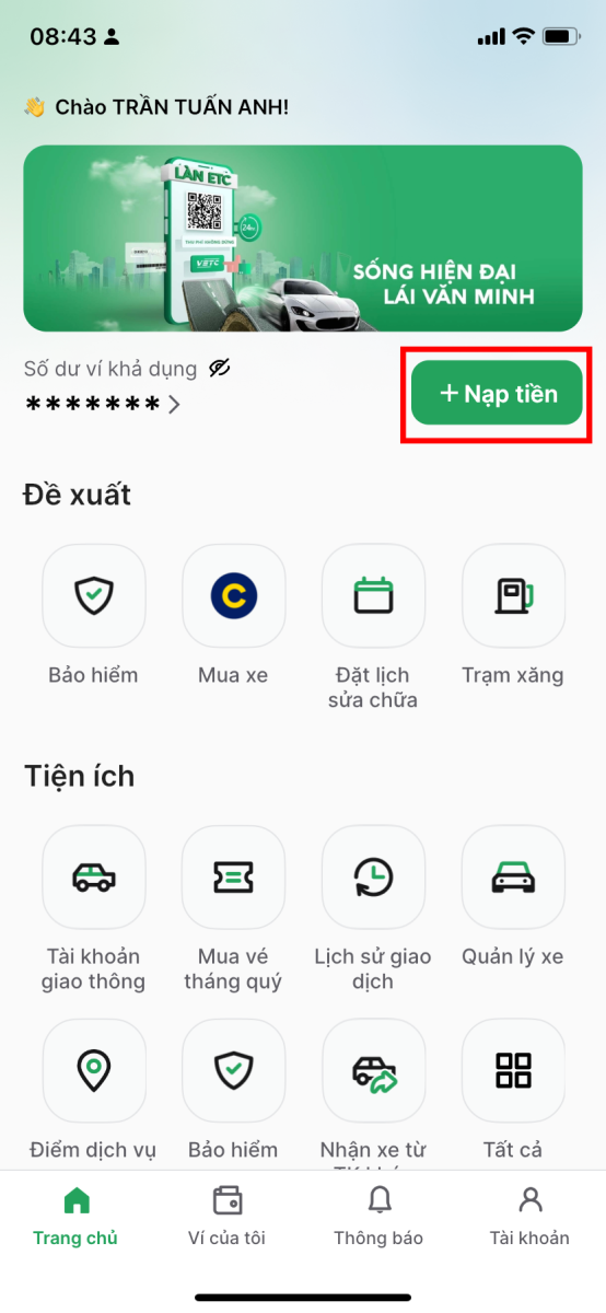 Có cần chuyển tiền từ ví VETC sang tài khoản giao thông không? Nạp tiền cho ví VETC như thế nào?