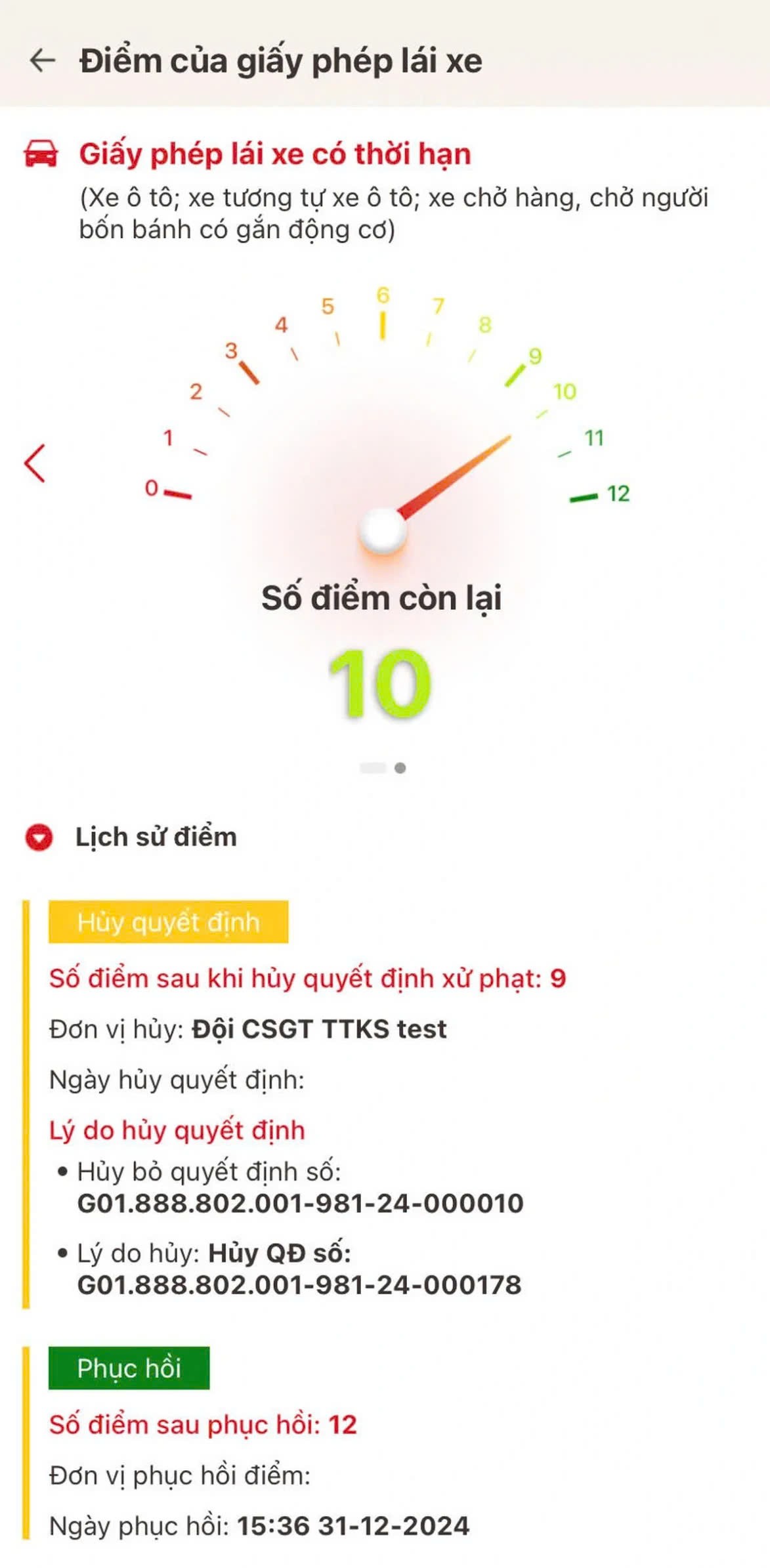 Từ 2025, một giấy phép lái xe có bao nhiêu điểm? Hình ảnh giấy phép lái xe bị trừ điểm.