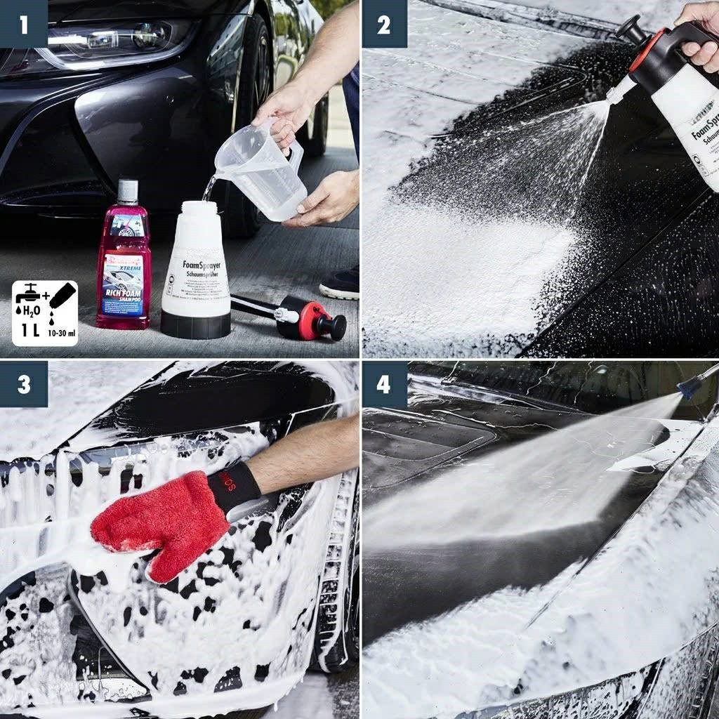 Nước rửa xe ô tô không chạm bọt tuyết, có ảnh hưởng đến lớp sáp của xe? Thành phần cơ bản của nước rửa xe ô tô.