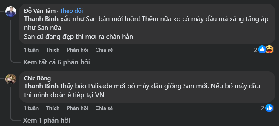 Nhiều chủ xe Việt khen hết lời Palisade hiện tại, 'thờ ơ' bản mới vì vì sợ đi vào vết xe đổ Santa Fe Nhiều chủ xe Việt khen hết lời Palisade hiện tại, 'thờ ơ' bản mới vì vì sợ đi vào vết xe đổ Santa Fe
