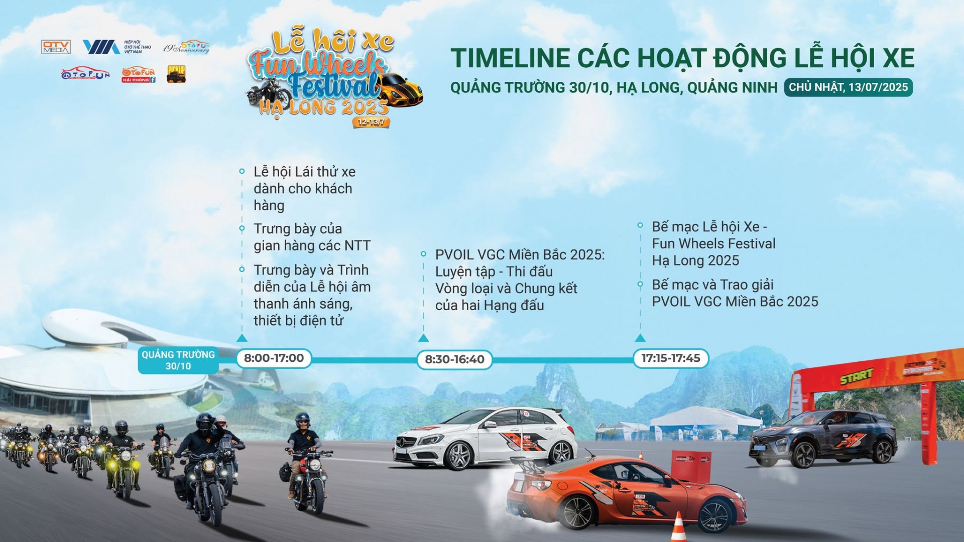 Lịch trình chi tiết các hoạt động tại Lễ hội Xe - Fun Wheels Festival Hạ Long 2025 Lịch trình chi tiết các hoạt động tại Lễ hội Xe - Fun Wheels Festival Hạ Long 2025