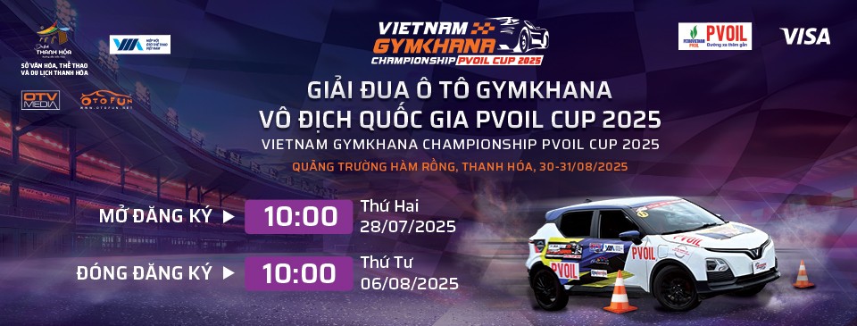 Công bố Điều lệ Giải đua Ô tô Gymkhana Vô địch Quốc gia PVOIL Cup 2025 Công bố Điều lệ Giải đua Ô tô Gymkhana Vô địch Quốc gia PVOIL Cup 2025