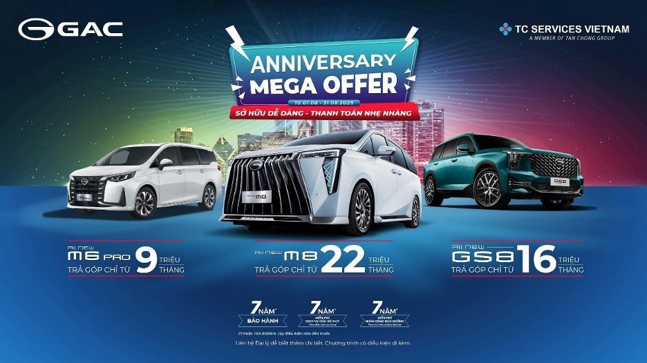 Mega Offer kỷ niệm 1 năm GAC Motor Việt Nam ra mắt với các ưu đãi hấp dẫn cho SUV và MPV Mega Offer kỷ niệm 1 năm GAC Motor Việt Nam ra mắt với các ưu đãi hấp dẫn cho SUV và MPV