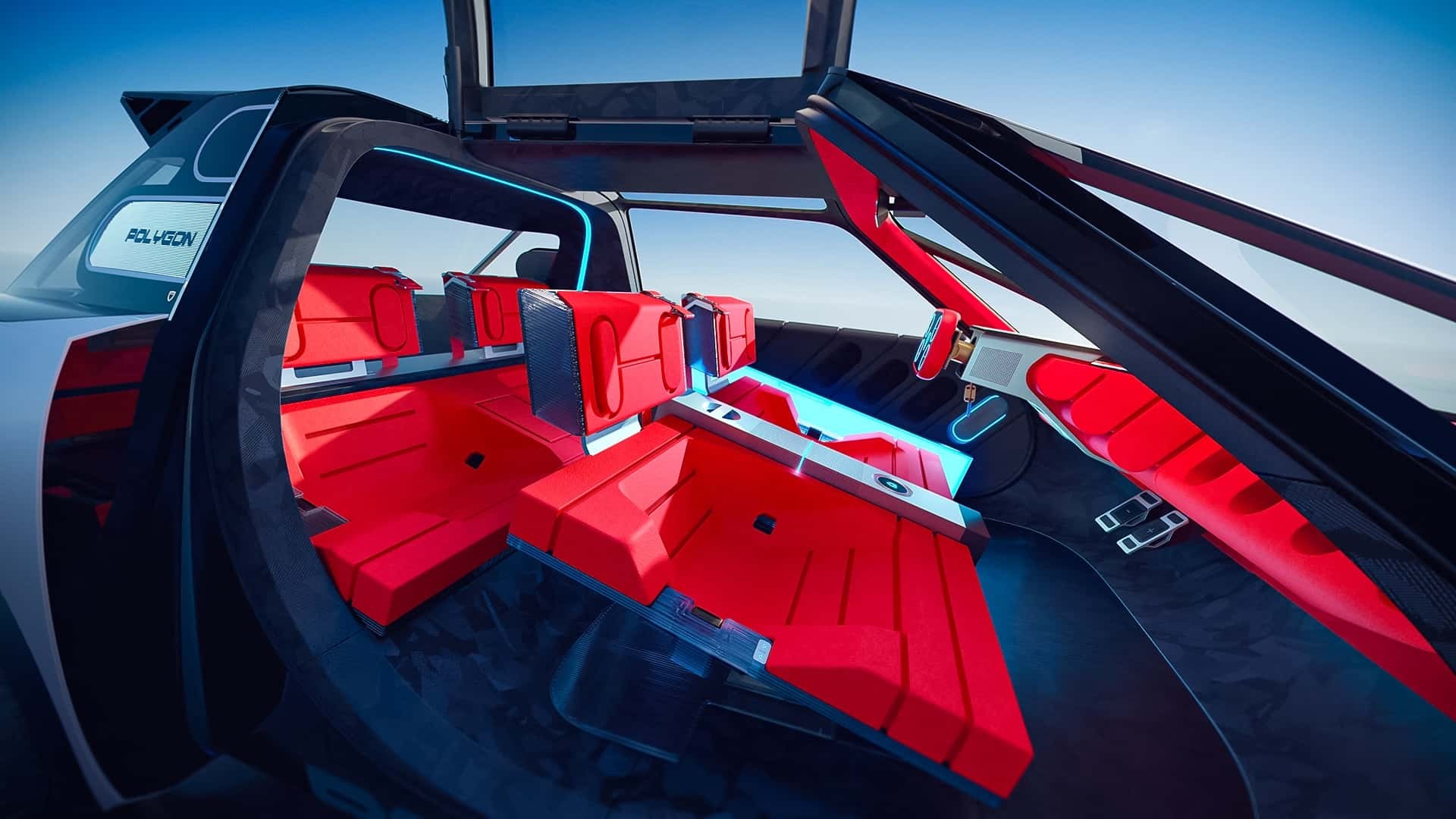 Peugeot hé lộ mẫu concept Polygon với vô lăng hình chữ nhật có thể sẽ sản xuất thương mại Khoang cabin của mẫu concept Peugeot Polygon