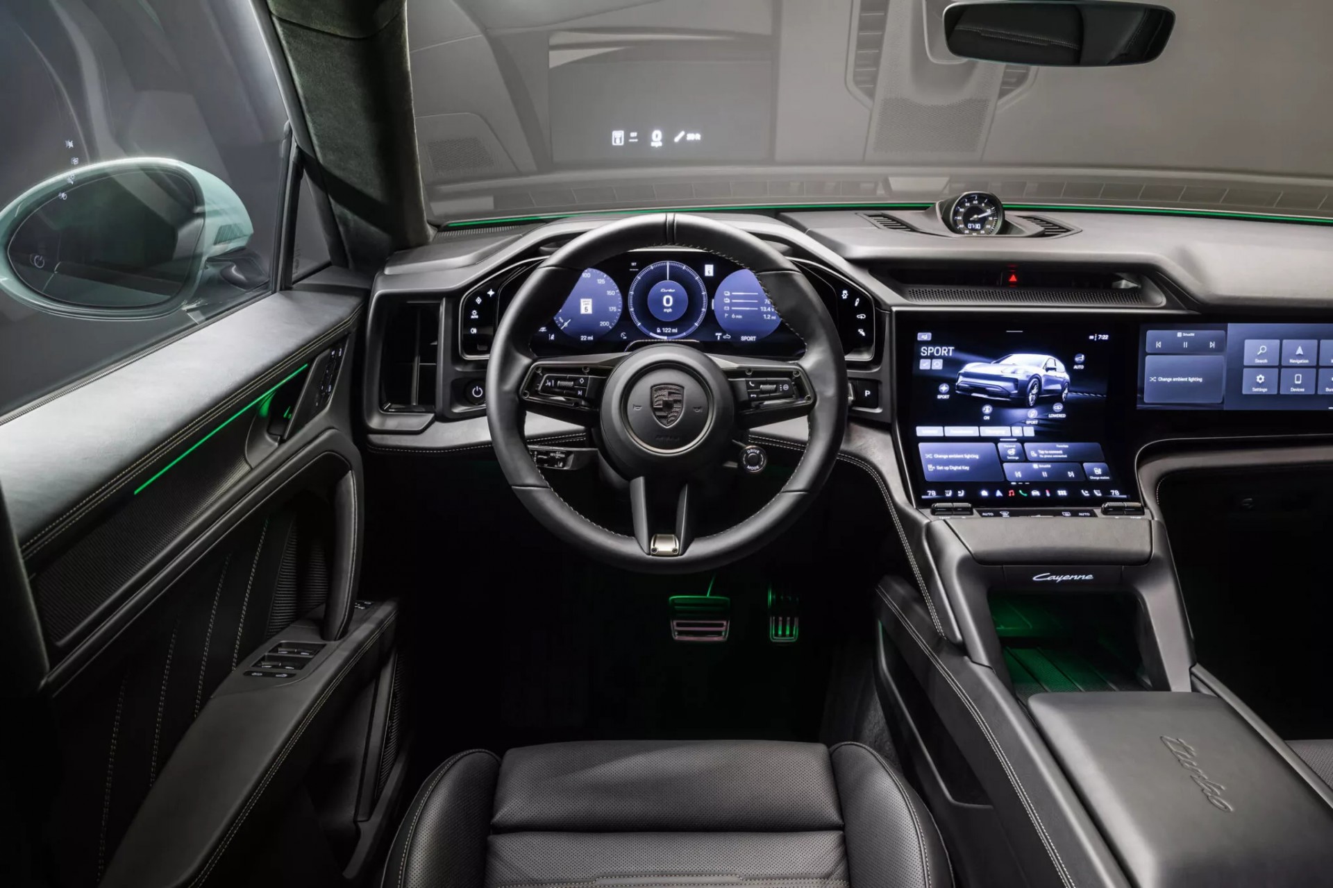 Porsche Cayenne Electric chính thức lộ diện, mang công suất tối đa 1.139 mã lực mạnh nhất xưa nay Khoang nội thất của Porsche Cayenne Turbo Electric 2026