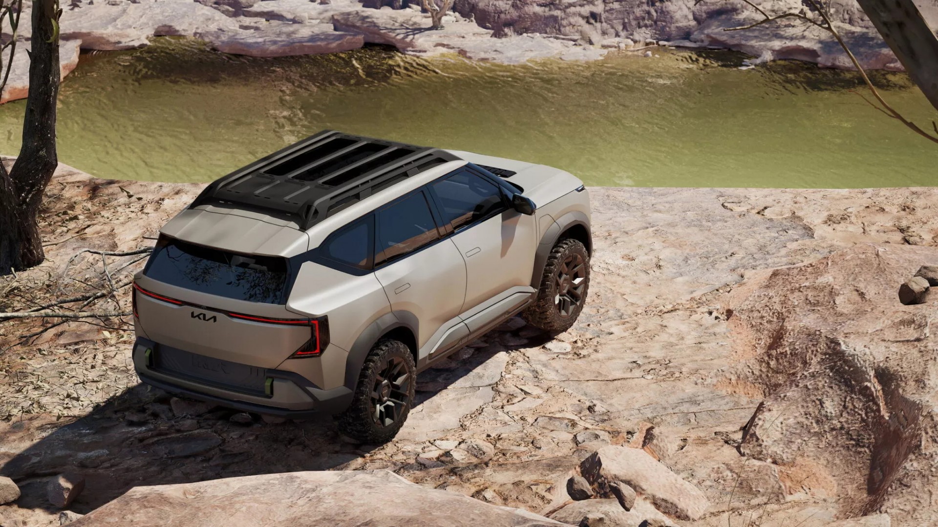 Kia giới thiệu concept SUV điện EV5 WKNDR với dáng vẻ mạnh mẽ, trang bị chạy địa hình Phía trên của Kia EV5 WKNDR