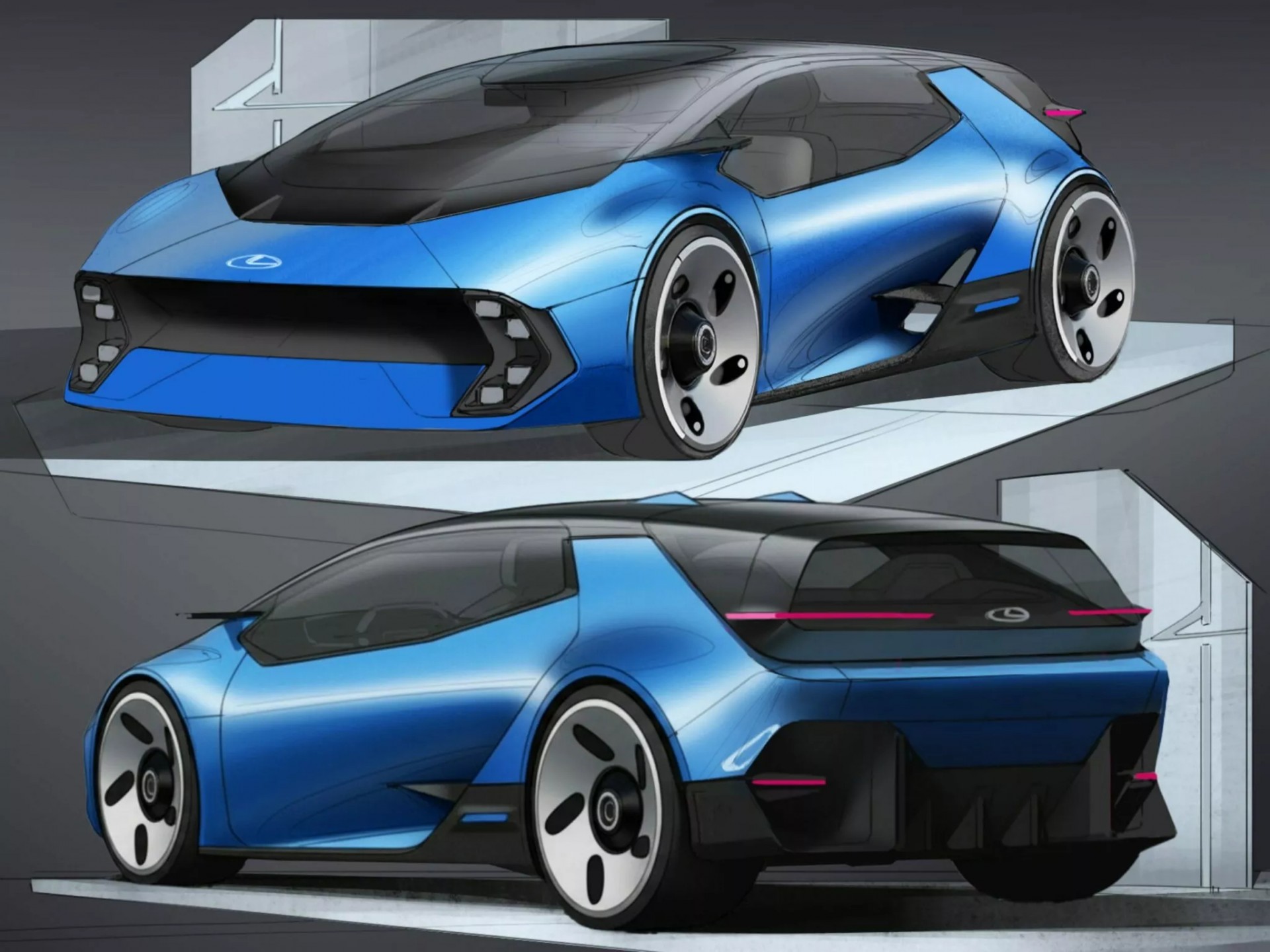 Nhà thiết kế xe chỉ cần một ngày sử dụng AI để tạo mẫu ô tô concept Lexus chạy điện Hai bản vẽ phác thảo ban đầu của Antonin Coheh, một nhà thiết kế ô tô người Pháp