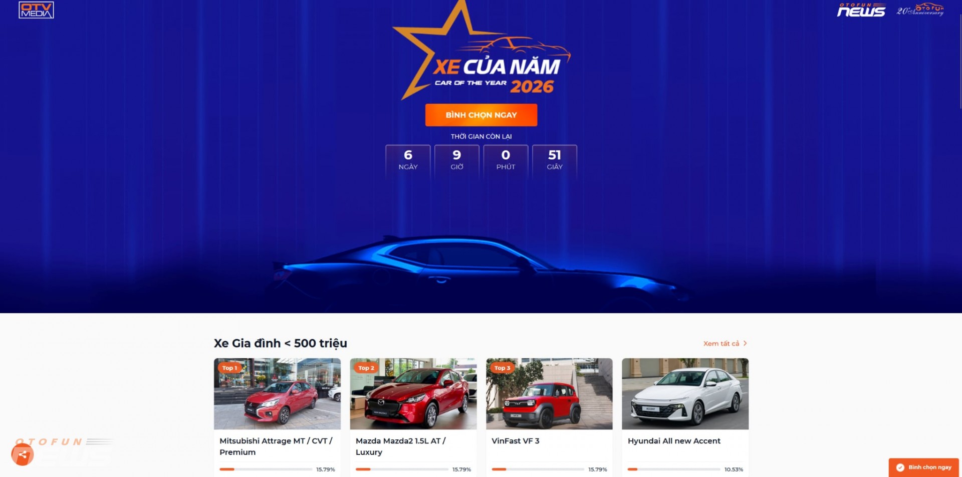 Xe Của Năm 2026 mở cổng bình chọn, thay đổi cách tiếp cận người dùng Xe Của Năm 2026 mở cổng bình chọn, thay đổi cách tiếp cận người dùng