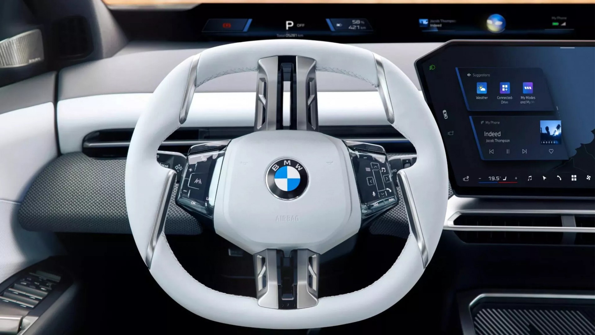 BMW iX3 thế hệ mới sẽ có trợ lý giọng nói AI, hiểu hội thoại tự nhiên như con người Vô lăng điều khiển của BMW iX3 2026