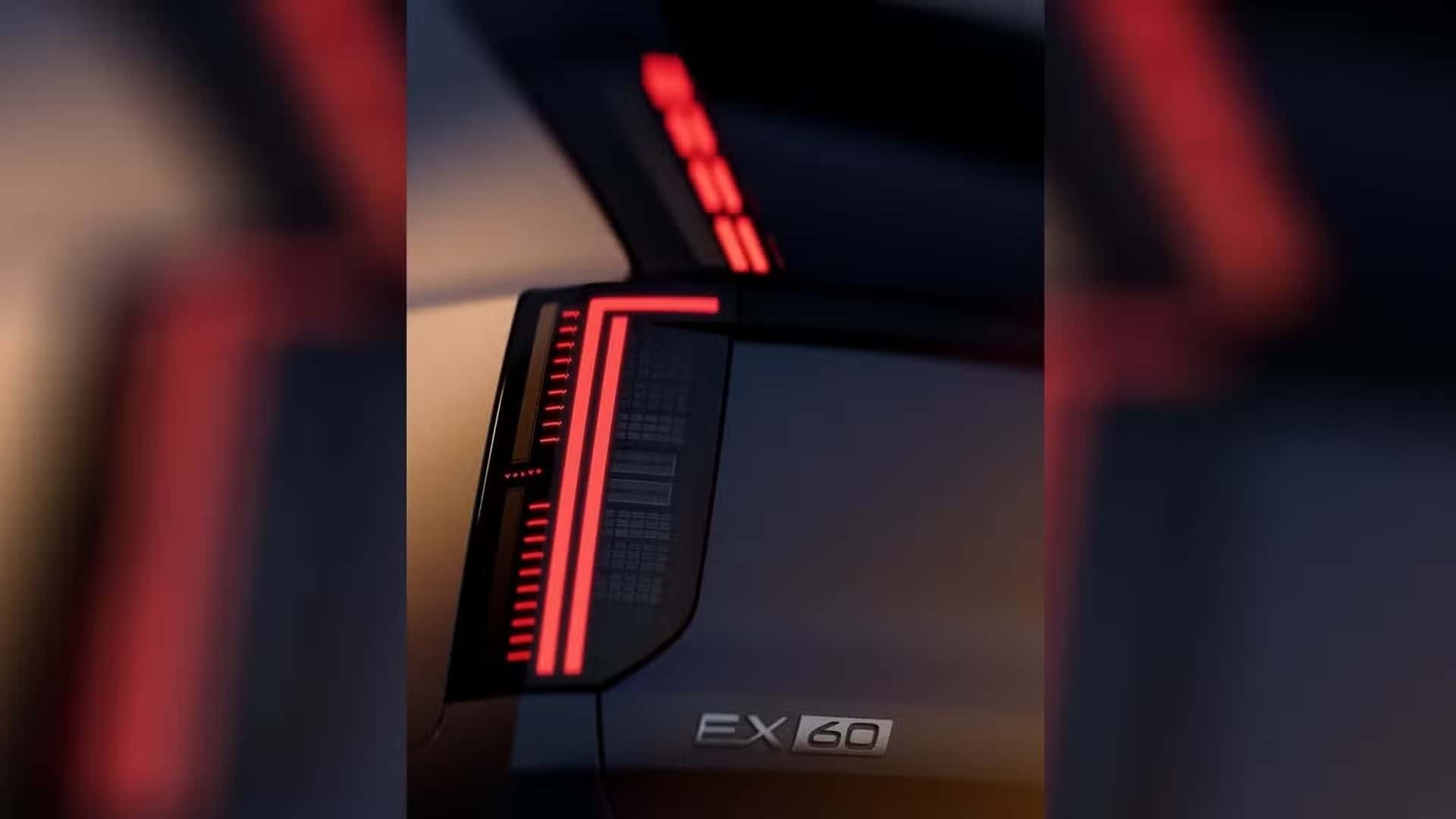 Xe điện Volvo EX60 đặt mục tiêu xóa tan nỗi lo về phạm vi di chuyển Hình ảnh dải đèn hậu của Volvo EX60