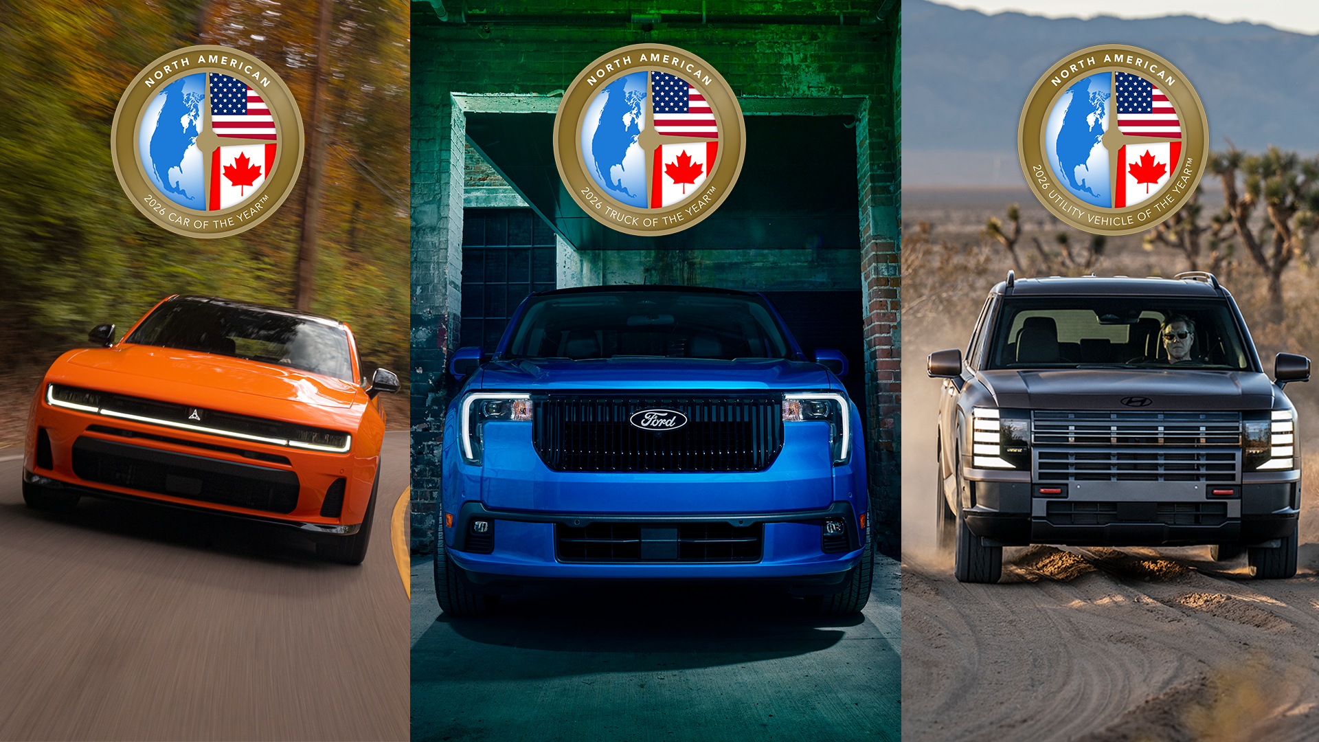 Dodge Charger, Ford Maverick Lobo và Hyundai Palisade là ba mẫu xe được vinh danh tại North American Car of the Year 2026