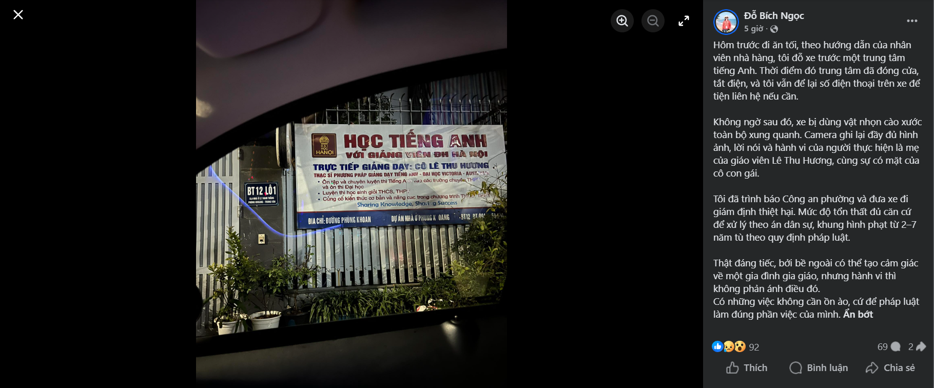 Bị hại yêu cầu bồi thường 600 triệu đồng trong vụ cào xước ô tô Mercedes tại Hà Nội Bị hại yêu cầu bồi thường 600 triệu đồng trong vụ cào xước ô tô Mercedes tại Hà Nội