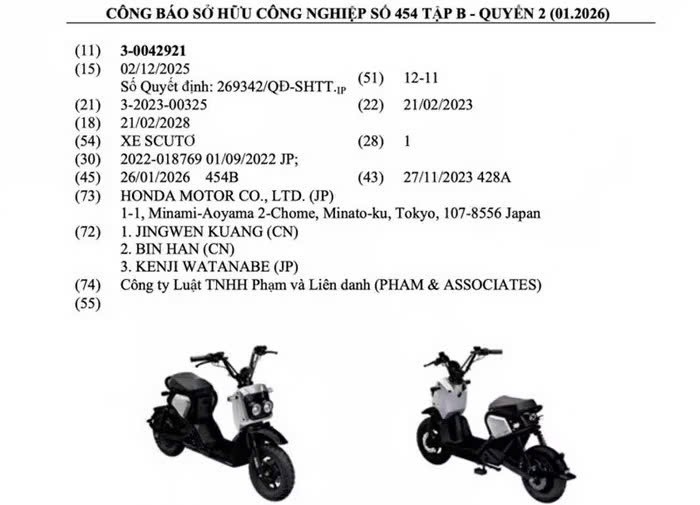 Đăng ký kiểu dáng hai mẫu xe máy điện Honda mới tại Việt Nam Đăng ký kiểu dáng hai mẫu xe máy điện Honda mới tại Việt Nam