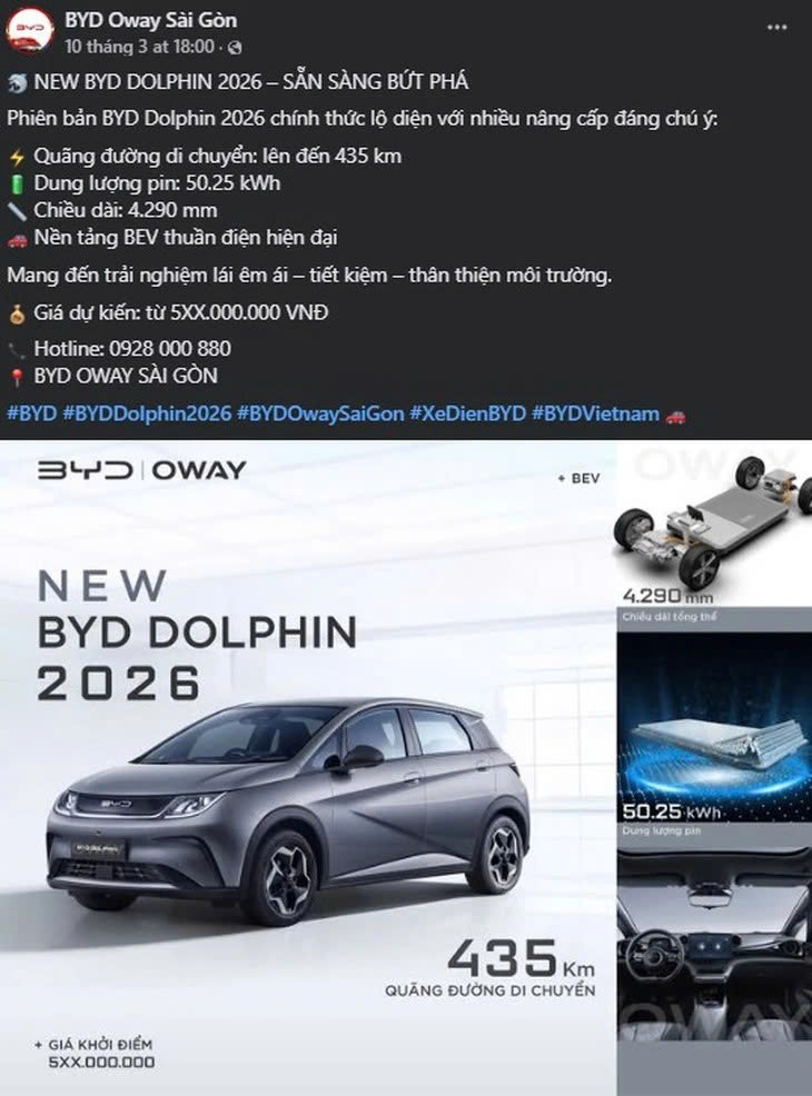 BYD Dolphin 2026 phiên bản nâng cấp có thể ra mắt tại Việt Nam trong tháng 4/2026 BYD Dolphin 2026 phiên bản nâng cấp có thể ra mắt tại Việt Nam trong tháng 4/2026