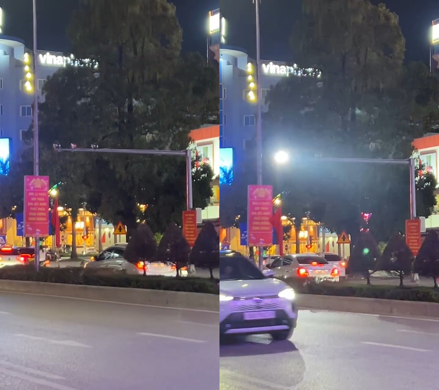 Thành viên Otofun phản ánh đèn nhấp nháy từ camera giao thông gây chói mắt tại Thanh Hóa Hình ảnh từ video cho thấy tín hiệu đèn chớp sáng của camera giao thông có thể gây chói mắt cho người lái xe trên đường