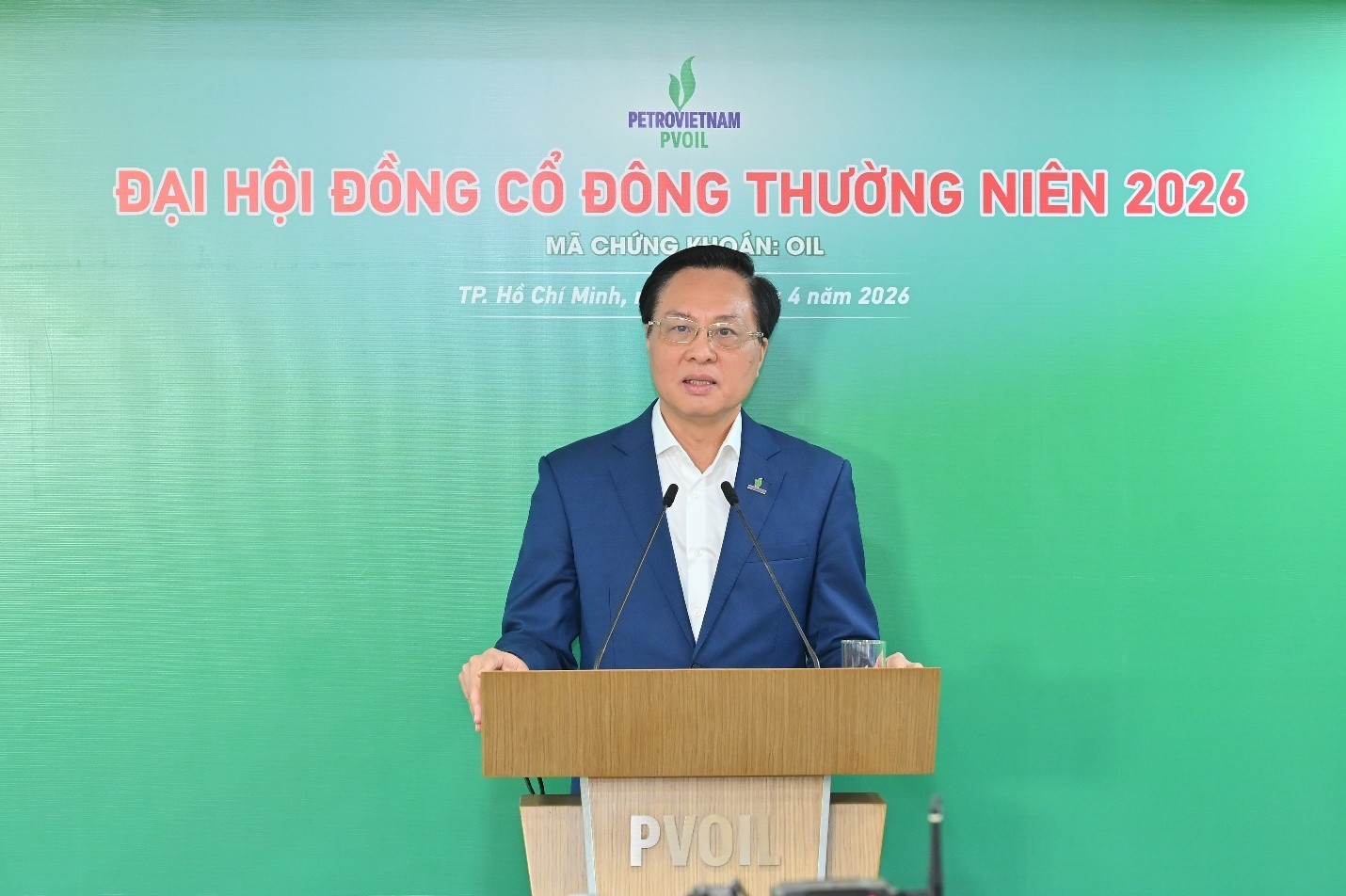 PVOIL hoàn tất ĐHĐCĐ thường niên 2026, tiếp tục mở rộng kinh doanh và thay đổi nhân sự cấp cao Ông Bùi Minh Tiến – Thành viên HĐTV Tập đoàn phát biểu tại Đại hội.