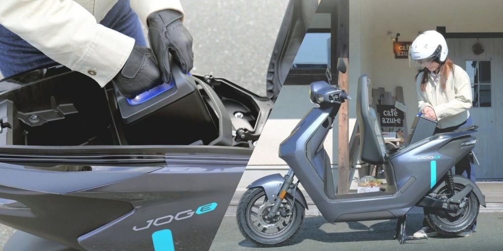 Toyota, Yamaha và Suzuki đang chạy đua sản xuất xe máy điện ra sao? Mẫu xe tay ga điện Yamaha Jog E dùng hệ thống đổi pin của Honda