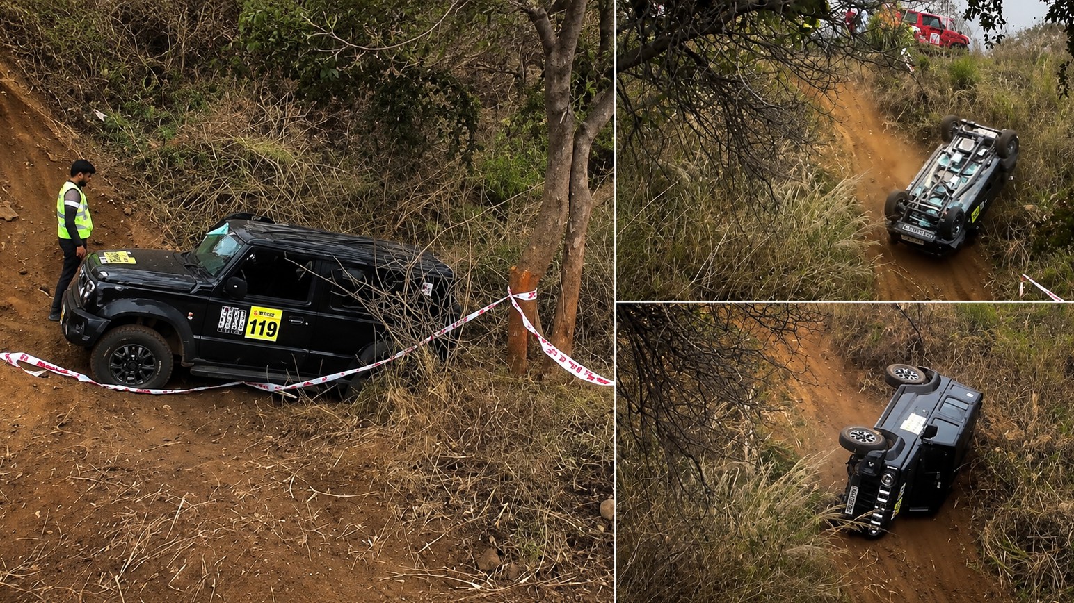 Suzuki Jimny lật ba vòng trong giải off road, tài xế vẫn tự lái xe ra ngoài