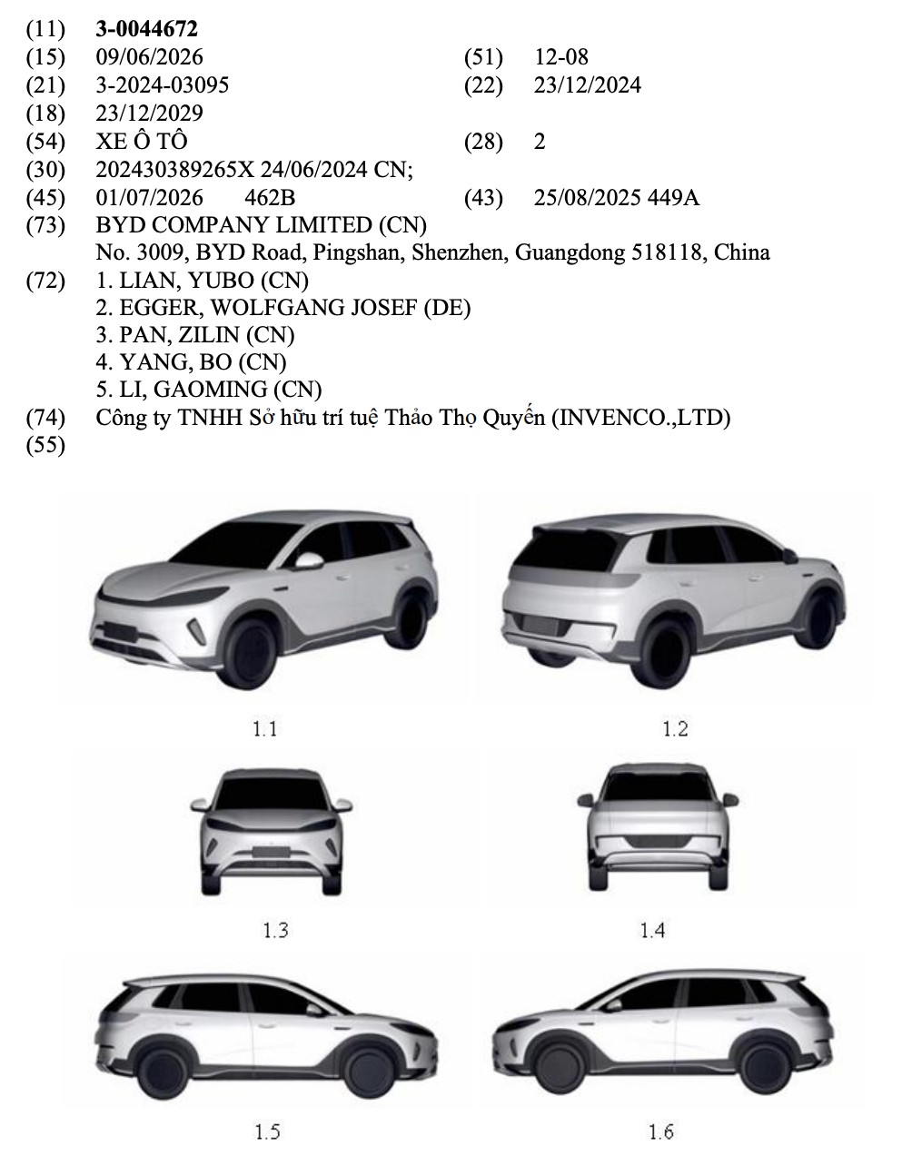 BYD Sealion 05 đăng ký kiểu dáng tại Việt Nam BYD Sealion 05 đăng ký kiểu dáng tại Việt Nam
