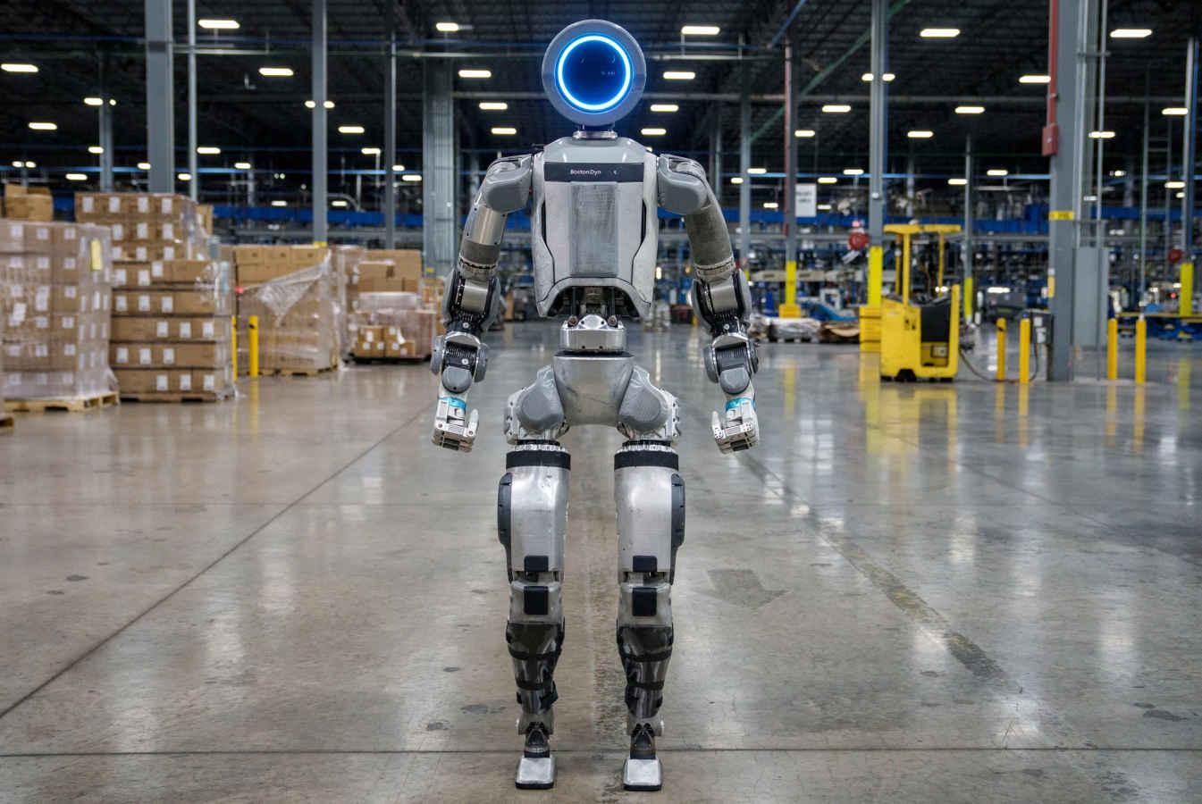 Công nhân Hyundai đình công vì tiền lương và lo ngại robot AI lấy mất việc làm Robot hình người có tên Atlas được nghiên cứu và phát triển bởi Boston Dynamics