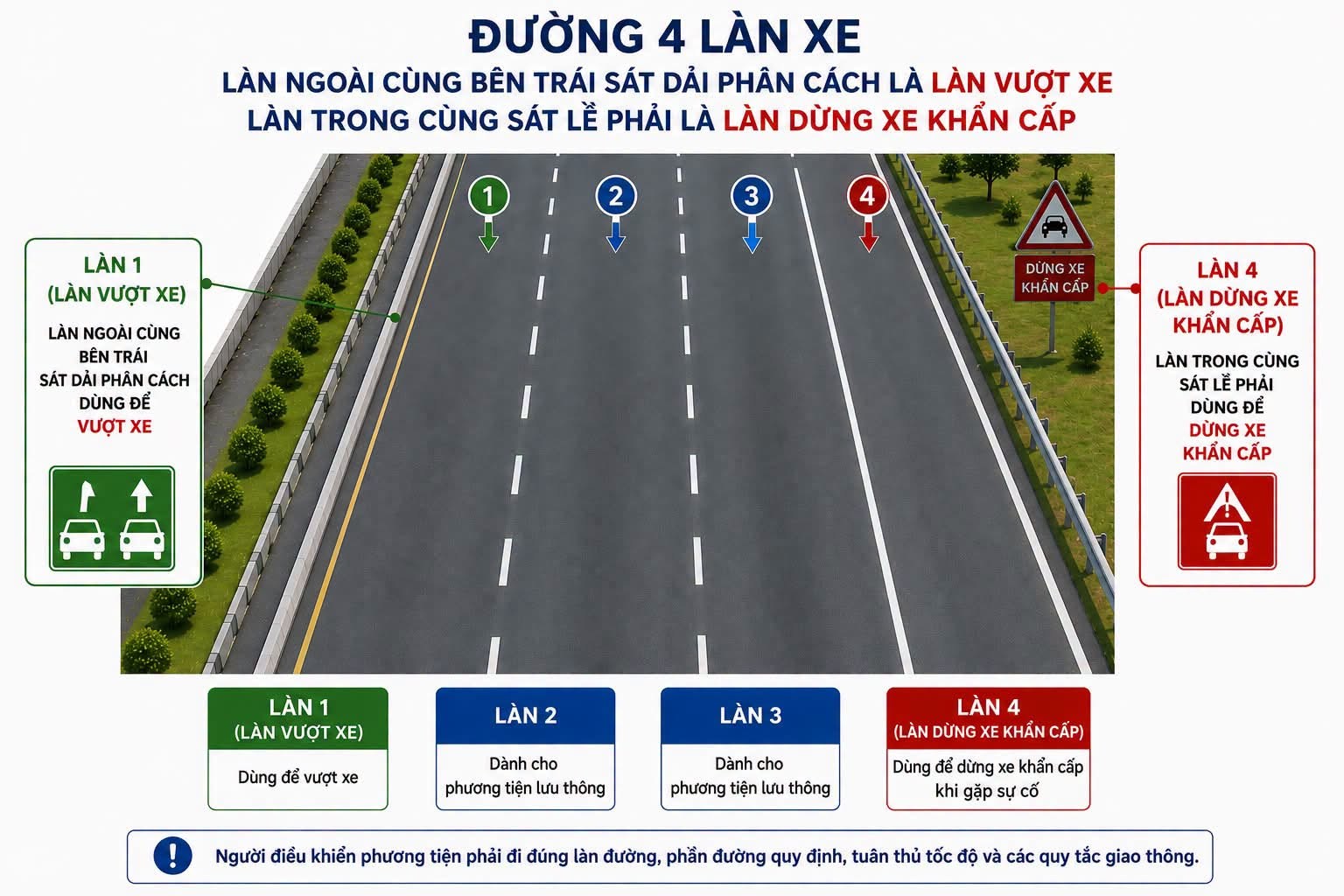 Cục CSGT nghiên cứu đề nghị bố trí “Làn vượt xe” trên đường cao tốc