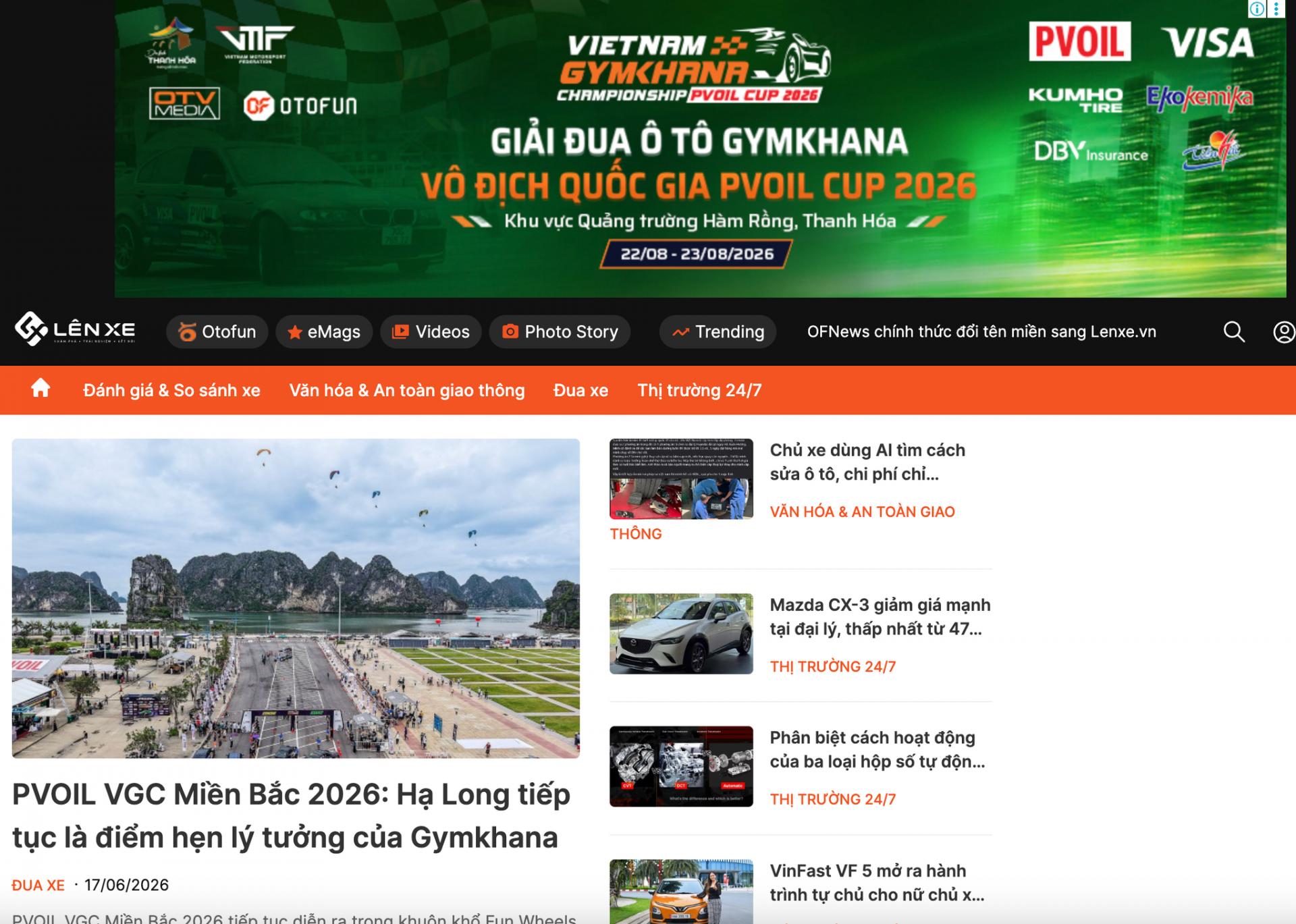 Trang thông tin điện tử OFNEWS chuyển đổi thành Lên Xe, với tên miền LenXe.vn