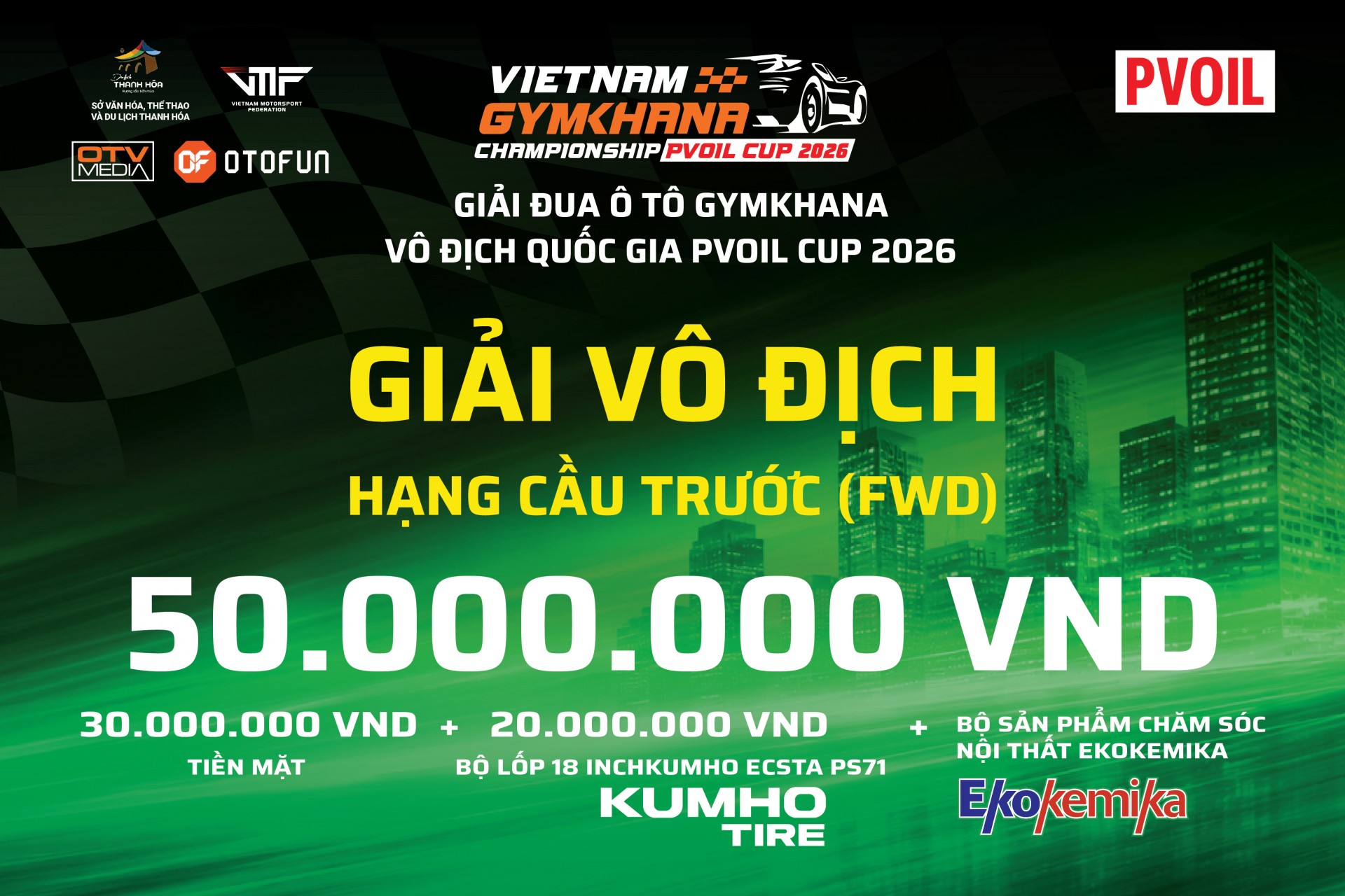 Chức Vô địch giải PVOIL VGC 2026 có tổng giá trị lên đến 50 triệu đồng