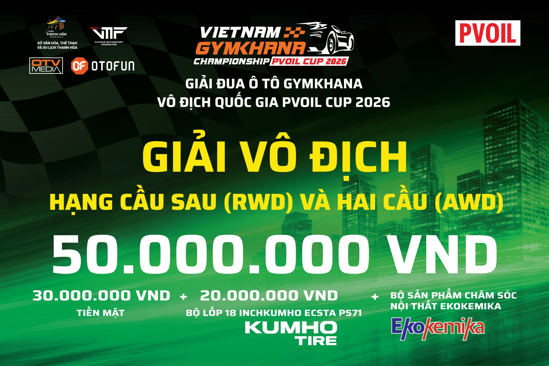 Chức Vô địch giải PVOIL VGC 2026 có tổng giá trị lên đến 50 triệu đồng