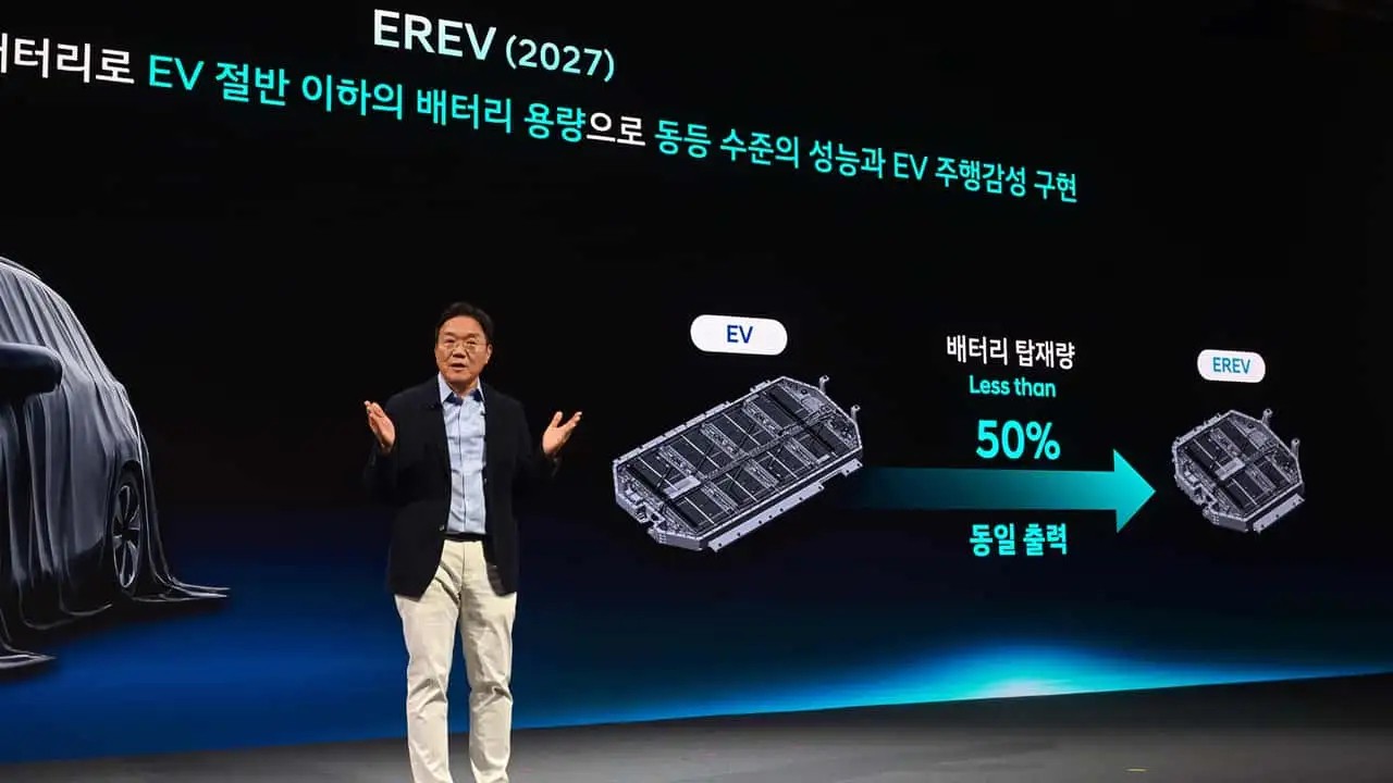 Hyundai Santa Fe thế hệ mới sẽ có bản EREV, chạy hơn 960 km khi đầy nhiên liệu Hình ảnh tại CEO Investor Day 2026 diễn ra ở Seoul ngày 26/8