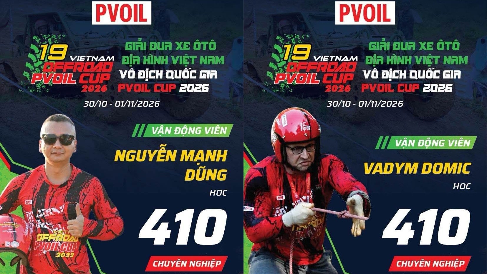 Đội 410 PVOIL VOC 2026: HOC trở lại với bộ đôi Nguyễn Mạnh Dũng và Vadym Domic