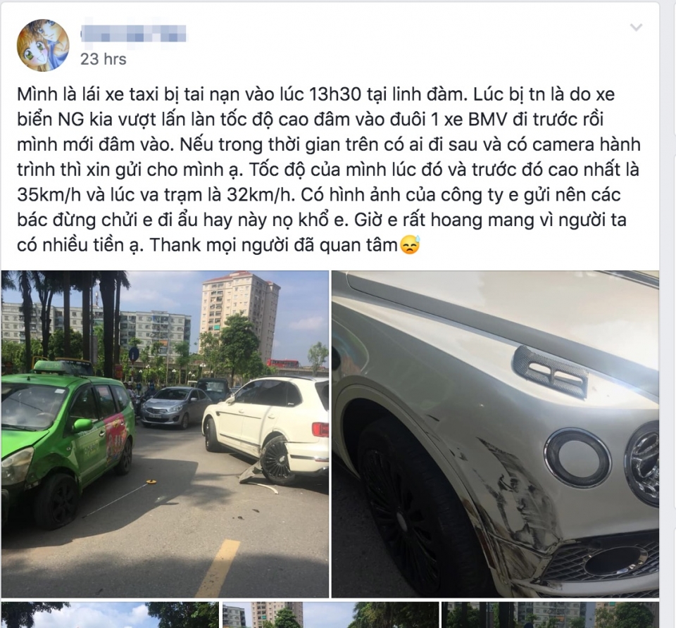 taxi va cham voi bentley ai dung