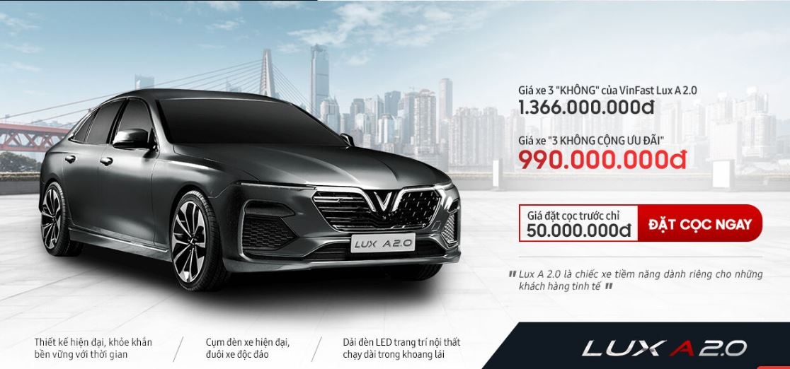 Giá xe Vinfast Lux A2.0 khiến thị trường xe sedan dưới 1 tỷ sôi động gia xe vinfast lux a20 canh tranh thi truong xe sedan duoi 1 ty se rat soi dong
