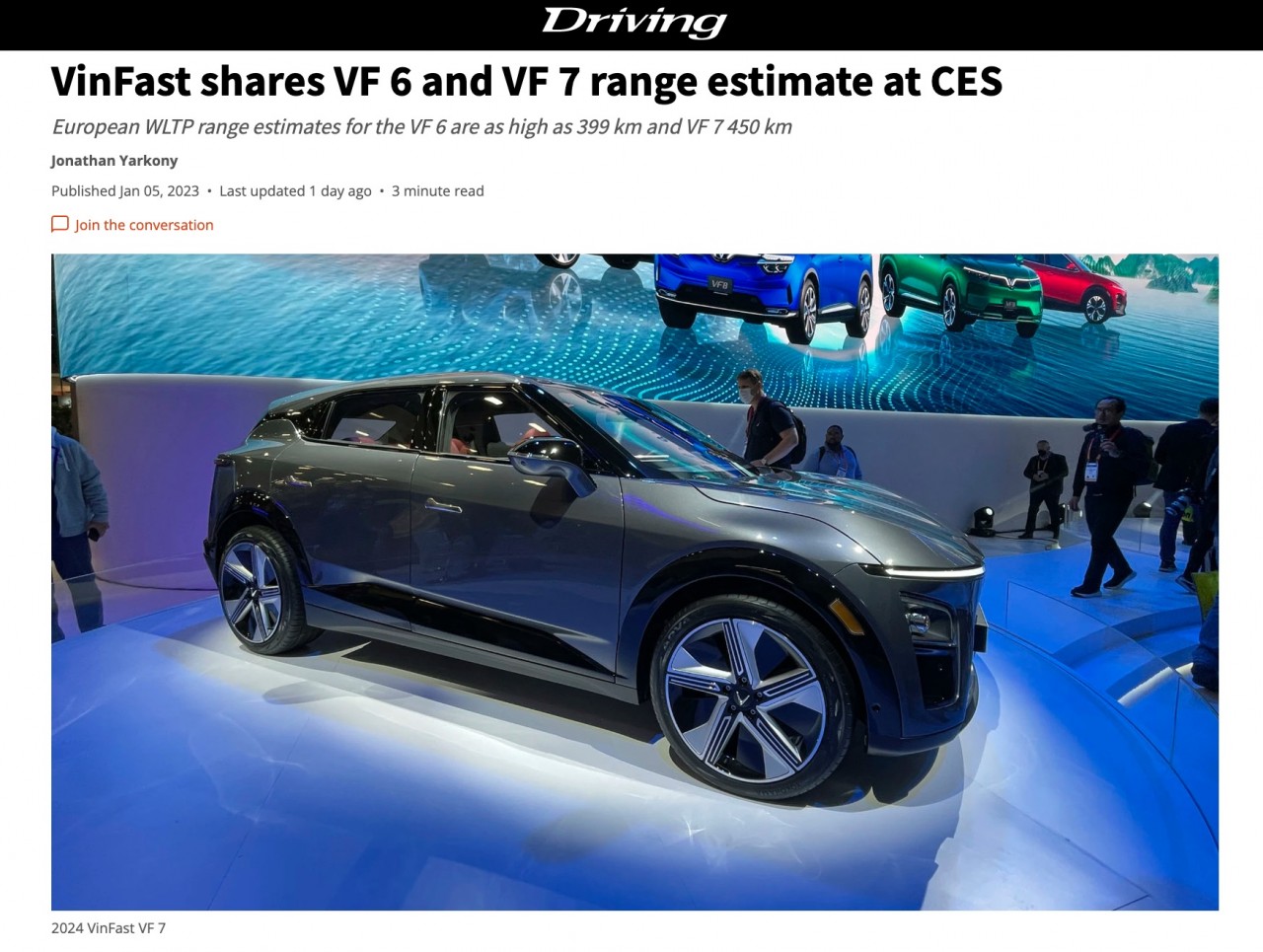 Xe điện VinFast VF6, VF7 nhận nhiều lời khen của truyền thông quốc tế tại CES 2023 Xe điện VinFast VF6, VF7 nhận nhiều lời khen của truyền thông quốc tế tại CES 2023