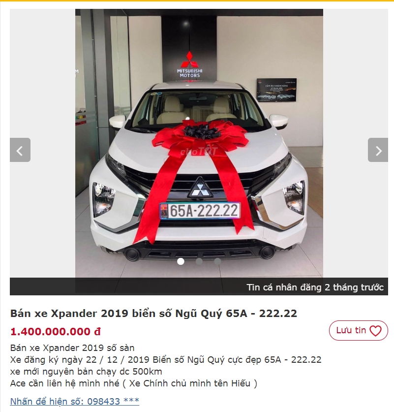 mitsubishi xpander bien ngu quy 22222 duoc rao ban gia 14 ty dong