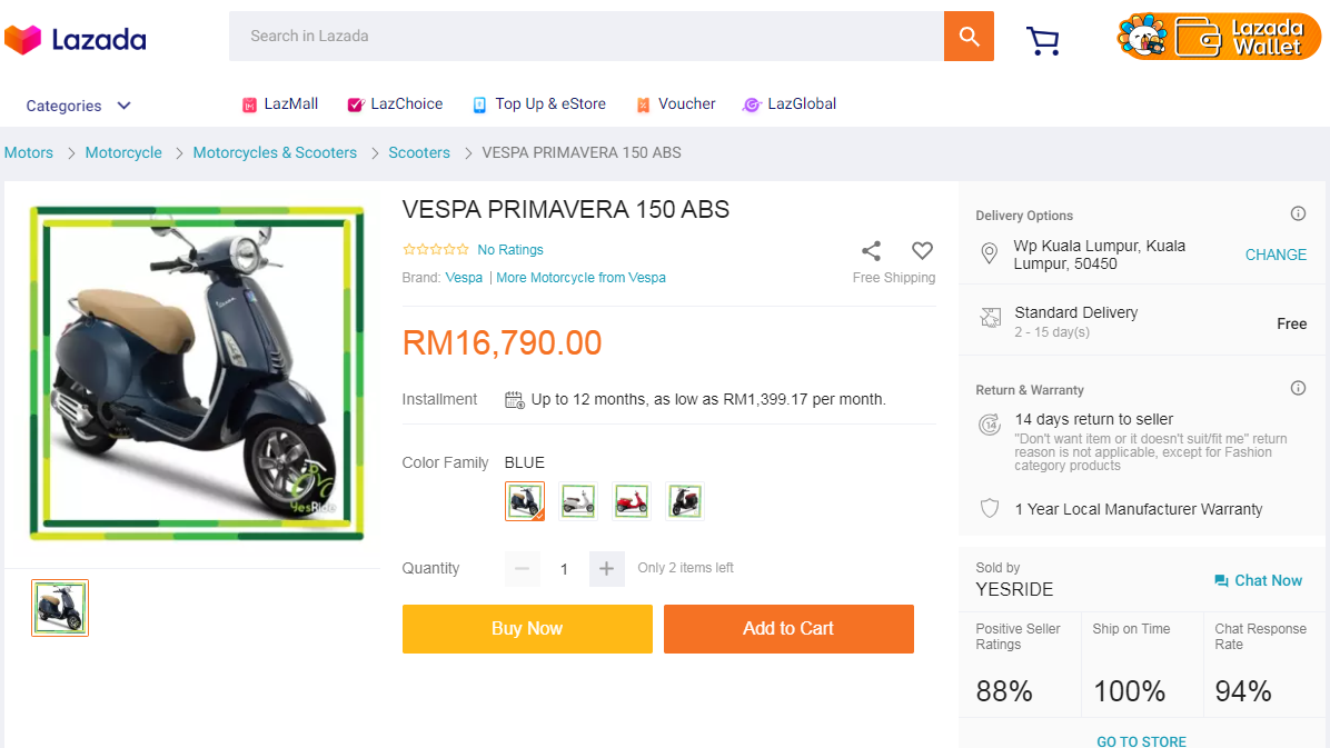 Người dân Malaysia có thể mua xe Vespa online nguoi dan malaysia co the mua xe vespa online