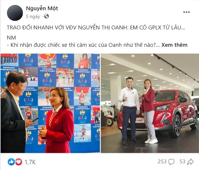 VĐV Nguyễn Thị Oanh đã có bằng lái, chọn xe màu đỏ vì gắn liền với dân tộc Việt Nam VĐV Nguyễn Thị Oanh đã có bằng lái, chọn xe màu đỏ vì gắn liền với dân tộc Việt Nam