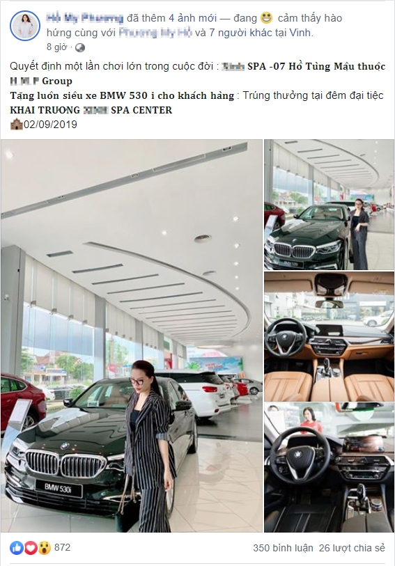 ba chu tham my vien choi lon tang khach hang bmw 530i gia 3 ty dong