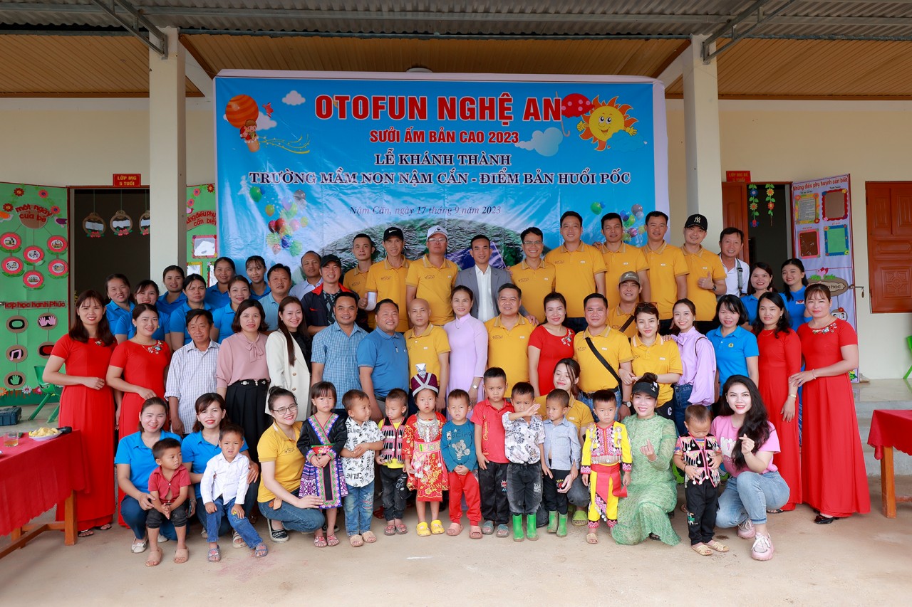 Chi hội OtoFun Nghệ An khánh thành trường mầm non bản Huồi Pốc, xã Nậm Cắn, huyện Kỳ Sơn Chi hội OtoFun Nghệ An khánh thành trường mầm non bản Huồi Pốc, xã Nậm Cắn, huyện Kỳ Sơn