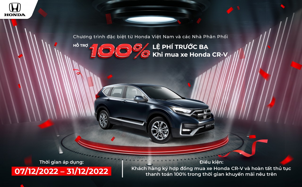 Nhận ngay ưu đãi 100% lệ phí trước bạ khi mua Honda CR-V Nhận ngay ưu đãi 100% lệ phí trước bạ khi mua Honda CR-V