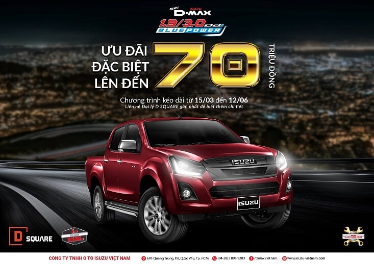 Isuzu D-Max - thiết kế “cơ bắp” cực nam tính - ưu đãi “khủng” lên đến 70 triệu đồng cho 300 xe đầu tiên isuzu d max thiet ke co bap cuc nam tinh uu dai khung len den 70 trieu dong cho 300 xe dau tien