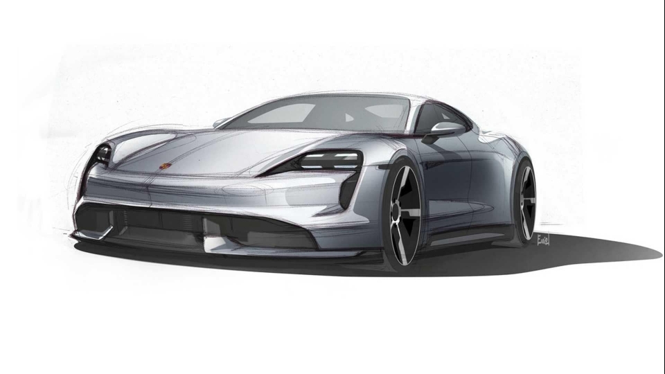 Lộ diện bản phác thảo chính thức của Porsche Taycan