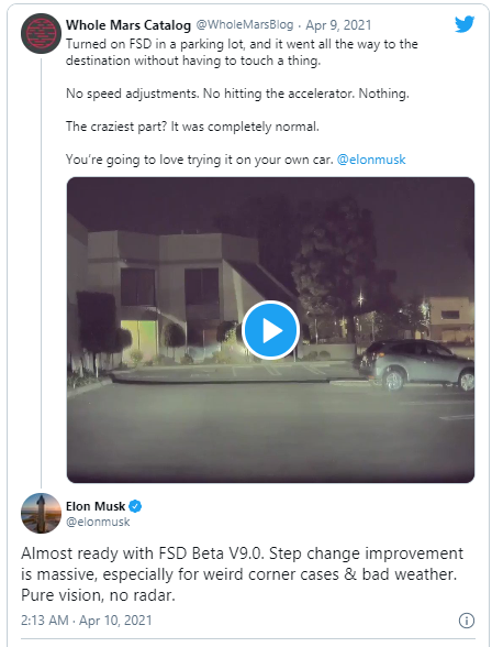 Elon Musk tự tin về hệ thống tự lái Full-Self Driving V9.0 Elon Musk tự tin về hệ thống tự lái Full-Self Driving V9.0